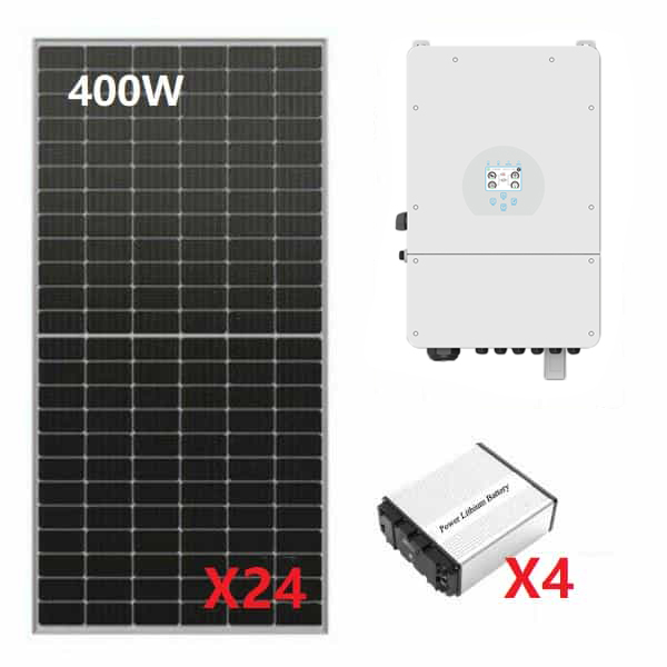 Off Grid 9.6 KW Solar Energy System, 9.6 kW Solar Kit with 12kW Solar inverter and 21.6 kWh LifePO4 Battery Bank, Off-Grid Solar Kits