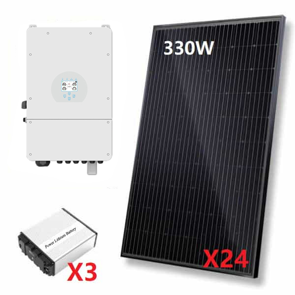 Off Grid 8 KW Solar Energy System, 8 kW Solar Kit with 8kW Solar inverter and 16.2 kWh LifePO4 Battery Bank, Off-Grid Solar Kits